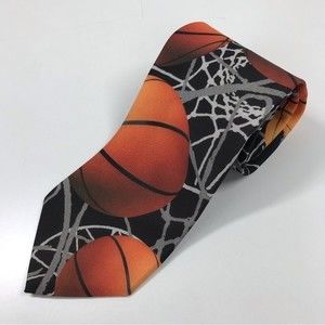Ralph Marlin Just Balls Basketball Zone Necktie 2000 Linda J Luna Black Orange